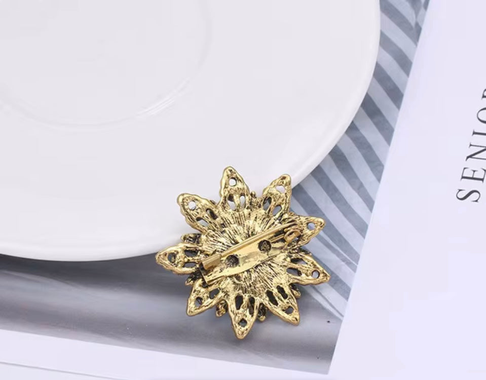 Antique Blue Rhinestone Brooch