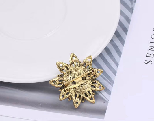 Antique Blue Rhinestone Brooch