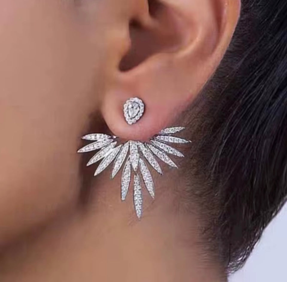 Crystal Flower Stud Drop Earrings