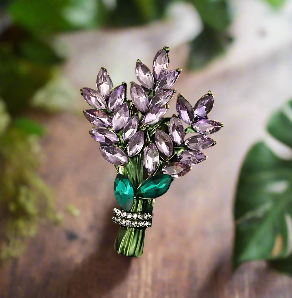 LAVENDER PETAL BOUQUET BROOCH