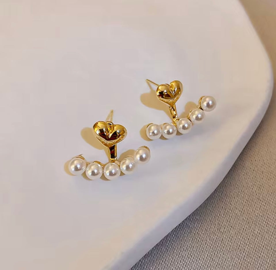 18k Gold Plated Stainless Steel Faux Pear Heart Drop Earrings