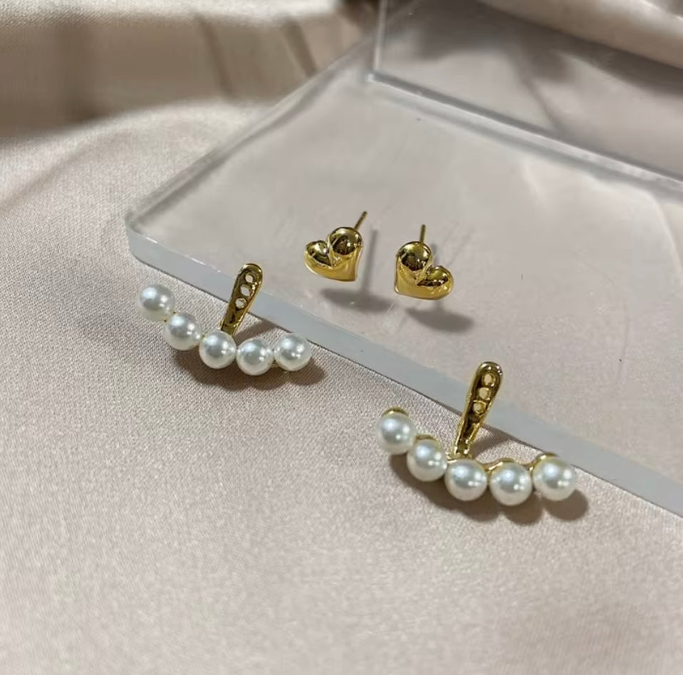 18k Gold Plated Stainless Steel Faux Pear Heart Drop Earrings