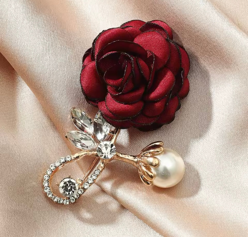 RED ROSE BROOCH