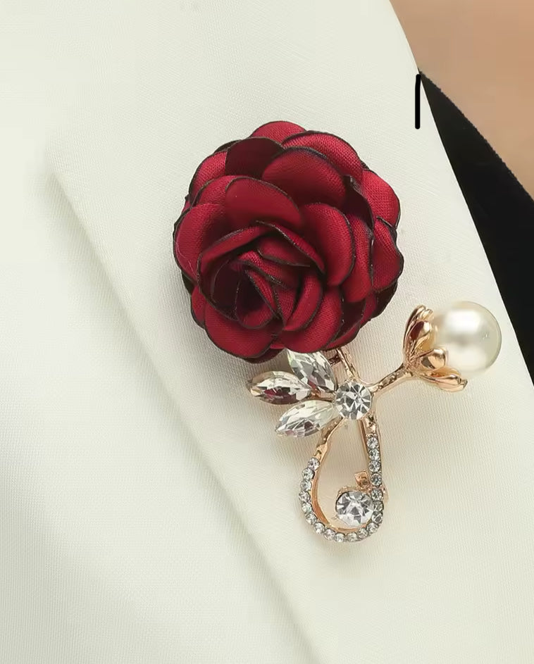 RED ROSE BROOCH