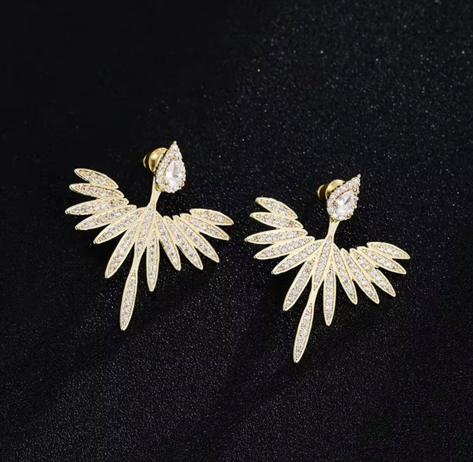 Crystal Flower Stud Drop Earrings
