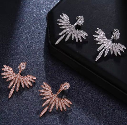 Crystal Flower Stud Drop Earrings