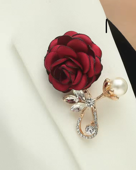 RED ROSE BROOCH